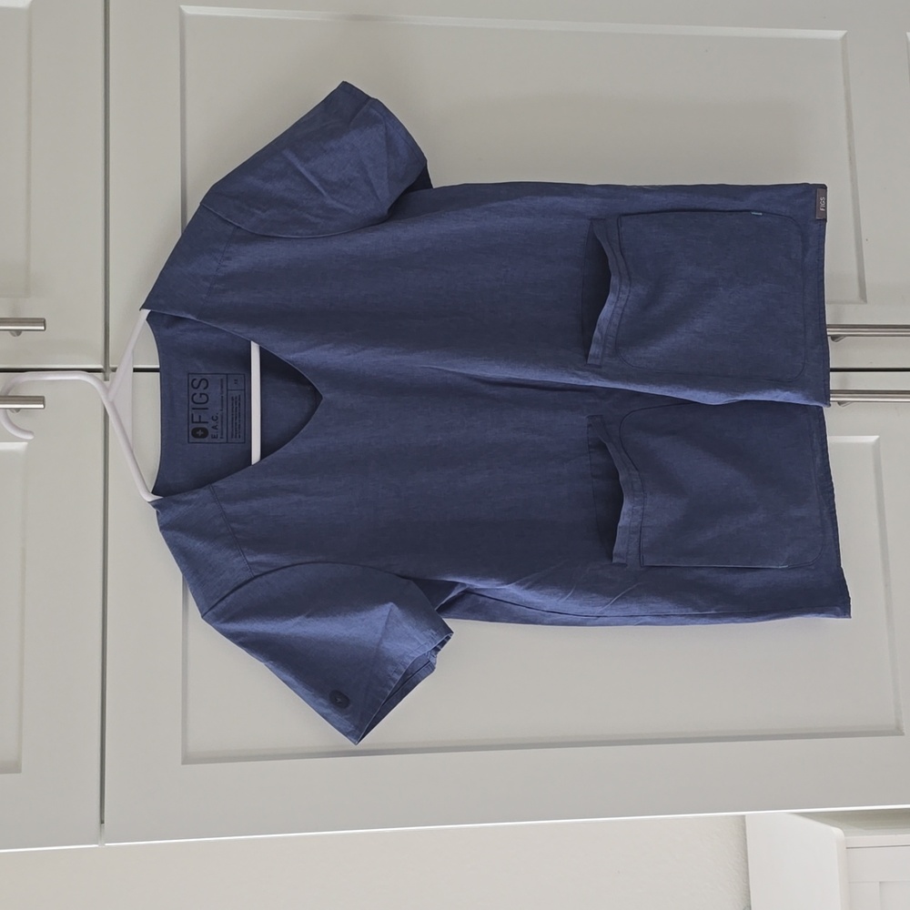 Figs Blue Scrubs Top Size XS